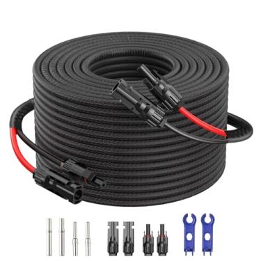 Imagem de Cabo de extensão solar Twin Wire 10 AWG com capa de proteção, kit de extensão de cabo solar, conectores de painel solar, conector IP68 - fêmea e macho, cabos de painel solar para painéis solares de