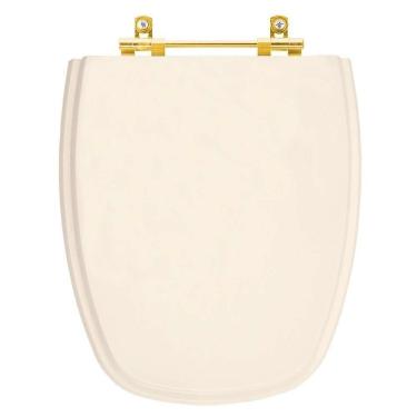 Imagem de Tampa De Vaso Laqueado Monte Carlo Amendoa Para Bacia Deca Com Ferragem Dourada