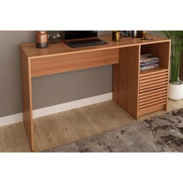 Imagem de Mesa Escrivaninha Juvenil Com Gaveteiro Ripado Me4174 Amêndoa Tecno Mobili