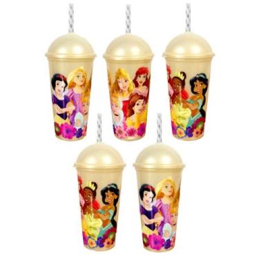 Imagem de Kit 5 Copos Shake Princesas Disney p/ Decoração Aniversário - Plasútil