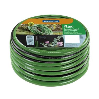 Imagem de Mangueira Flex Para Jardim Tramontina Verde Com Faixa Preta Em Pvc 4 Camadas 30 M