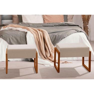 Imagem de Banqueta Florença Em Veludo Klm Veludo Bege