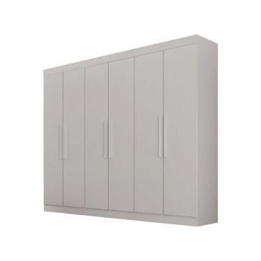 Imagem de Guarda Roupa Casal 6 Portas 4 Gavetas Canadá S- Espelho Com Pés - Leifer Móveis Branco