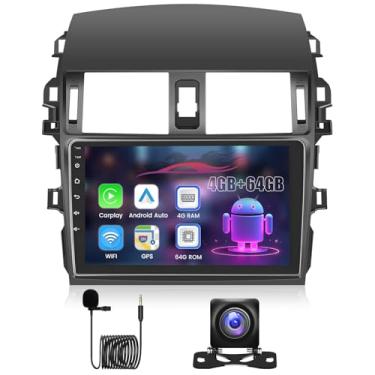 Imagem de 4 + 64 GB】 Estéreo automotivo Android para Toyota Corolla 2009 2010 2011 2012 2013 Android Auto, tela sensível ao toque de 23 cm, rádio veicular sem fio com DSP/BT/WiFi/EQ/Mirror Link/GPS + câmera de