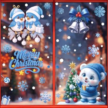 Imagem de Adesivos para janela de Natal, 2 folhas, adesivos para boneco de neve, árvore de Natal, floco de neve, animais pequenos, Natal, casa, sala de aula, escritório, festas, decalques de janela estática
