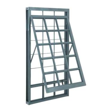 Imagem de Janela Maxim-Ar Grade Quadriculada em Aço 120 x 60 x 8 cm 1 Folha Sile