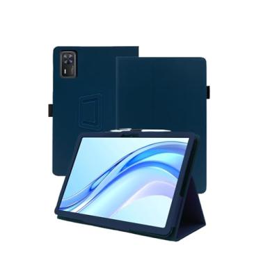 Imagem de Capa para tablet Doogee Tab E3+ Android 15 de 12 polegadas, capa de couro premium WUNIAK para Doogee Tab E3+ Android 15 Tablet de 12 polegadas com alça de mão para tablet, azul