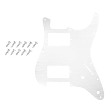 Imagem de DIAO79NI Humbucker Pro 11 furos de alumínio anodizado HH guitarra Strat Pickguard para para-lama americano/mexicano padrão Stratocaster estilo moderno (prata)