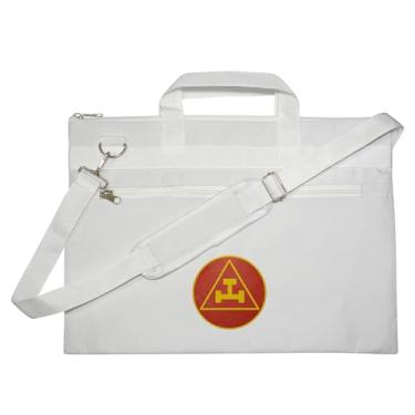 Imagem de Sacola maçônica Royal Arch impressa vermelha e dourada, leve e resistente à água com mão e ombro | Bolsas maçônicas, Branco, Small
