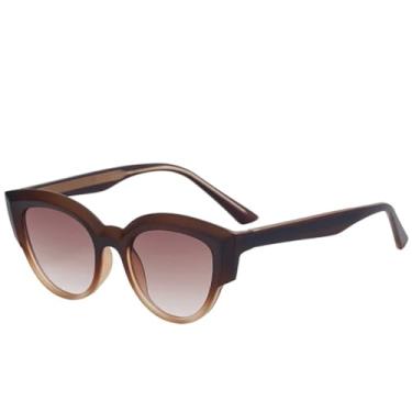 Imagem de JRLLFD Óculos de sol vintage femininos, armação pequena, masculino, óculos de direção, ambiente externo, feminino, UV400 (degradê de café, chá)