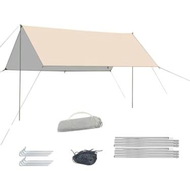 Imagem de Toldo Impermeável Portátil 3x3m Para Camping, Praia e Viagens – Toldo Multifuncional à Prova de Chuva e Vento(ouro cinza,3m*3m)