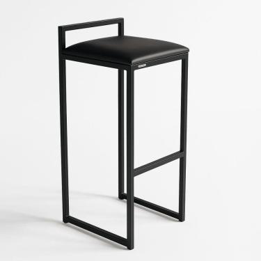 Imagem de Banqueta Ferro Alta Industrial Metal Bar Moderno Corino Cor:preto
