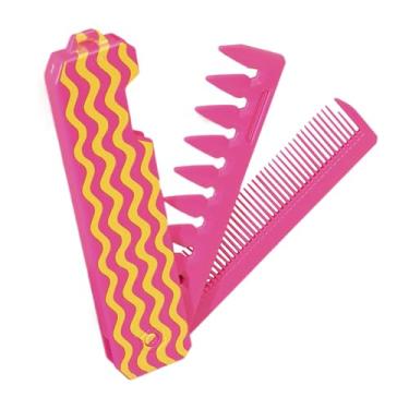 Imagem de Pente dobrável | Pente de viagem com dentes finos e dentes largos - Ferramenta de estilo dobrável para mulheres e meninas, escova de cabelo portátil para pentear para cabelo, barbas e bigodes