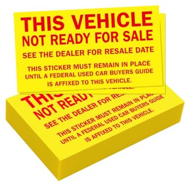 Imagem de 100 peças de adesivos de revendedor de carros Este veículo não está à venda com letras amarelas vermelhas, 6 cm x 14 cm, decalque adesivo de carro para janela de veículo suprimentos de concessionária