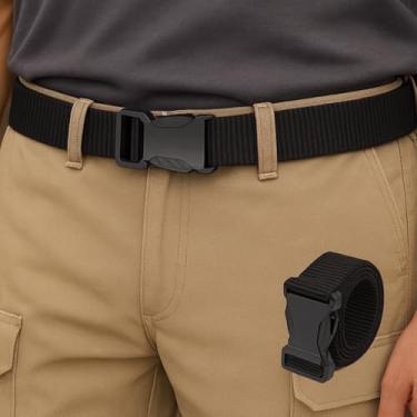 Imagem de Cinto de ferramentas ajustável para ajuste personalizado – Cinto utilitário de lona com fivela para atividades ao ar livre/esporte preto