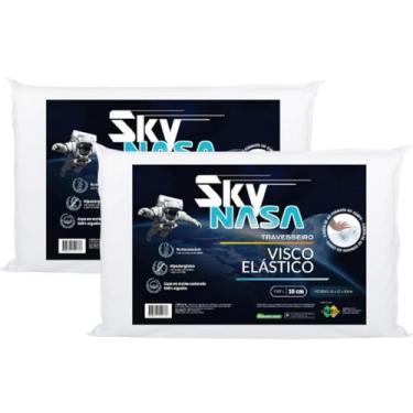 Imagem de Travesseiro Viscoelástico Basic, Espuma de Alta Densidade, 42x63x10 cm, Branco, Capa 100% Algodão, Hipoalergênico, Termossensível