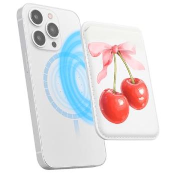 Imagem de Suporte magnético para iPhone, carteira fina de couro PU, capa para cartão, capa traseira para cartão, acessório de telefone fofo