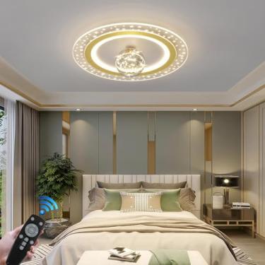 Imagem de Luminária de teto LED moderna e grande, 110W, para sala de estar, com design de anel preto, dimerizável e com controle remoto. Lustre para quarto, com cúpula de acrílico, ideal para cozinha,