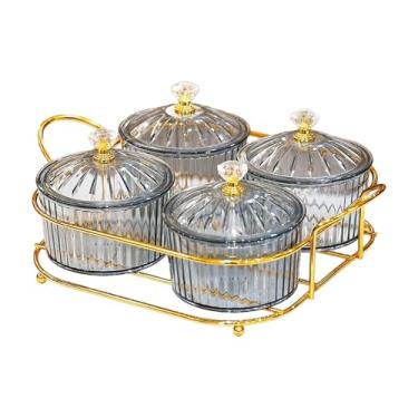 Imagem de MotiveTech Bandeja divisória para servir frutas secas, com vários compartimentos, ideal para nozes e doces, com tampa, perfeita para bancadas de hotéis e salas, Cinza 4