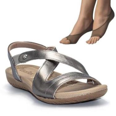 Imagem de Kit Sandália Rasteira Usaflex Couro Feminina + 2-Feminino