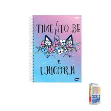 Imagem de Kit Caderno Feminino 1 Matéria KBOM 96 Folhas + Caneta Point 88 Fineliner Estojo 10 Cores + Marca Texto Lumini Estojo 6 Cores