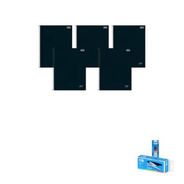 Imagem de Kit Caderno Universitário Zip Preto 80F + Caneta Esferográfica Spiro 0.7mm + Grampeador Alicate S-150