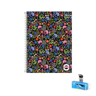 Imagem de Kit Caderno Tilibra 20M 320F + Caneta Esferográfica Spiro Azul e Preta 0.7mm + Grampeador Alicate S-150