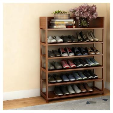 Imagem de SPXMQSS Sapateira de bambu, organizador de armazenamento de prateleira de sapatos de 4/5/6/8 níveis 9-35 pares de sapateiras independentes e organizadores de sapatos para entrada, corredor, armário, 6