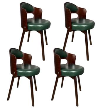 Imagem de SPXMQSS Cadeiras para sala de jantar, cadeiras de jantar giratórias de 360° com encosto, cadeira de jantar estofada de couro, cadeira ergonômica para lounge, escritório, penteadeira, verde, 4