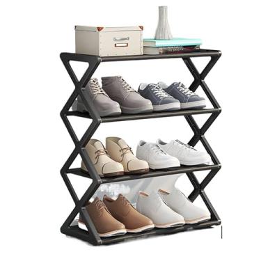 Imagem de Sapateira Prateleira Sanfonada 4 Andares Organizadora Plástico Multiuso Sapatos(Preta)