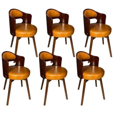 Imagem de SPXMQSS Cadeiras para sala de jantar, cadeiras de jantar giratórias de 360° com encosto, cadeira de jantar estofada de couro, cadeira ergonômica para lounge, escritório, penteadeira, cadeira amarela 6