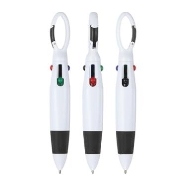 Imagem de PATIKIL Canetas de transporte retráteis com clipe de fivela, 3 peças, 1,0 mm, 4 cores, canetas esferográficas retráteis, chaveiro para material de escritório, presente infantil, preto