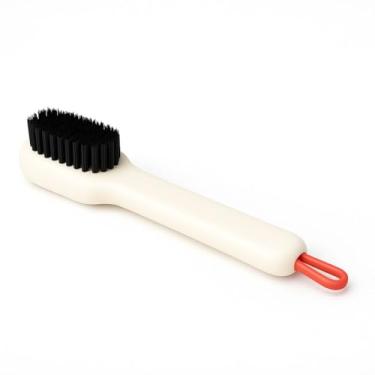 Imagem de Escova de Limpeza Multiuso com Cerdas Pretas Cabo Branco e Dispenser 17cm Design Ergonômico Limpa Cozinha Lava Louça Cerdas Resistentes Remove Gordura Premium