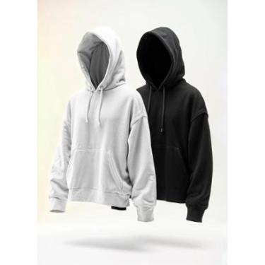 Imagem de Kit 2 Moletom Masculino Feminino Blusa Casaco Canguru Capuz-Unissex