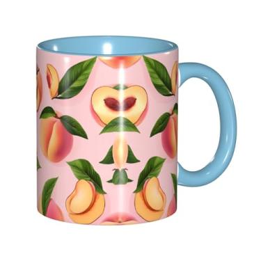 Imagem de Zeraoke Canecas de café criativas com estampa de pêssego, personalizadas, presente para a família, tamanho de 325 ml, unissex