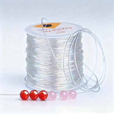 Imagem de 1 cordão elástico para fabricação de joias, carretel de 100 m, cordão elástico transparente para pulseiras, colares, faça você mesmo, miçangas artesanais, fio elástico forte, 0,6 mm