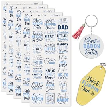 Imagem de XRTHGS Adesivos UV DTF – 105 folhas Dia dos Pais Envoltório de Copo DTF UV para Canecas Chaveiro de Vidro Decalques DlY para Copos, Esfregar À Prova D'Água em Transferências para Artesanato (Dia dos