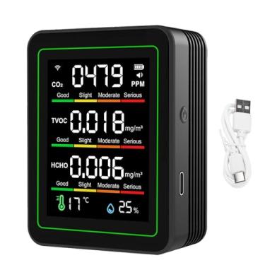 Imagem de Garosa Detector de Qualidade do Ar WiFi 5 Em 1 LCD Tela Colorida Smart CO2 TVOC HCHO Testador de Temperatura e Umidade Com APP Remoto Monitoramento para Home Office Interno