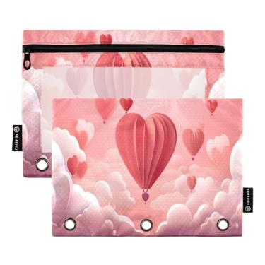 Imagem de Wassud Balão em forma de coração (4) pacote com 2 pastas para fichário, 3 furos, pastas de bolso, organizador de fichários para casa, escritório