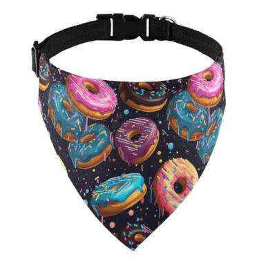 Imagem de Wassud Bandanas de desenho animado Donuts para cães, bandana reversível, triangular, acessórios de decoração para cães, gatos, meninos
