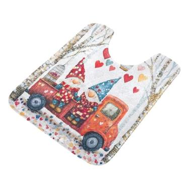 Imagem de Burbuja Valentine Gnomo Lover in Truck Tapete de Banheiro, Extra Macio Absorvente Tapete de Banheiro com Base Antiderrapante para Banheiro, Banheira, Chuveiro, 41 x 61 cm