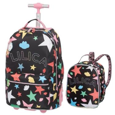 Imagem de Kit Mochila Rodinha Tubo Lancheira Térmica Lilica Ripilica Lovit Prisma Pacific Preto