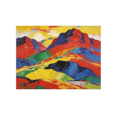 Imagem de BMZFYBS Pôster de arte de parede abstrata colorido montanha 2 - decoração moderna - pintura em tela para sala de estar escritório 70 x 90 cm 27 x 35 pol sem moldura