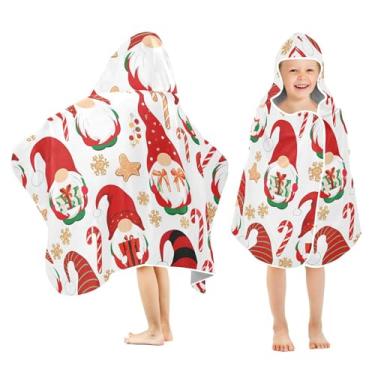 Imagem de Burbuja Toalha de banho com capuz de gnomos de Natal para crianças, toalha de praia de pelúcia macia absorvente para chá de meninas e meninos 3-10 anos, 61 x 127 cm