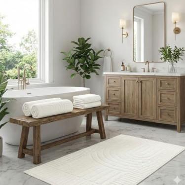 Imagem de Jogo De Banho 5 Peças Fio Penteado 100% Algodão Gigante Macio Toalha Grossa Dunna Luxo (Off White)