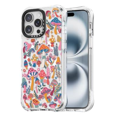 Imagem de Rosarnnah Capa para iPhone 15 Pro Max fofa - compatível com Magsafe - Capa de telefone à prova de choque com proteção contra quedas de grau militar de 6 m - Design engraçado de selva de cogumelo (17,5
