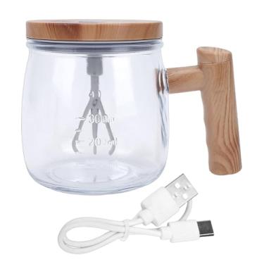 Imagem de Pssopp Copo de Mistura Elétrico, Agitador de Bebidas, Caneca de Vidro Com Agitação Automática Com Alça de Tampa para Viagens de Escritório Em Casa 400ml