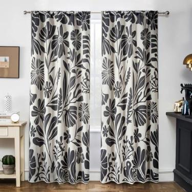 Imagem de RoomTalks Cortinas blackout florais vintage para quarto, sala de estar, 203 cm de comprimento, 2 painéis, retrô, botânica, boho, arte abstrata, painéis de cortina, bonitos, descolados, estéticos