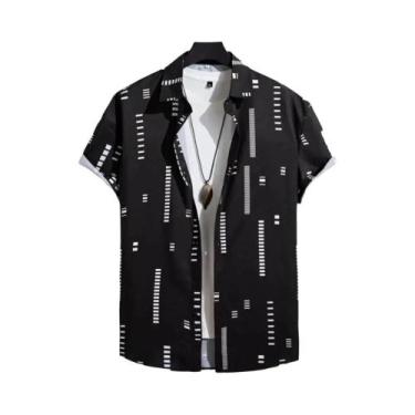 Imagem de Camisas Havaianas Masculinas De Manga Curta Com Estampa Em Patchwork 3