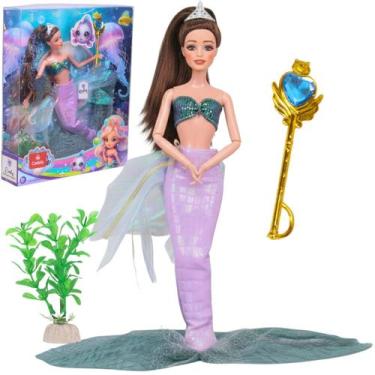 Imagem de Boneca Sereia Emily Coleção Princesa Roxa Articulada - Castela